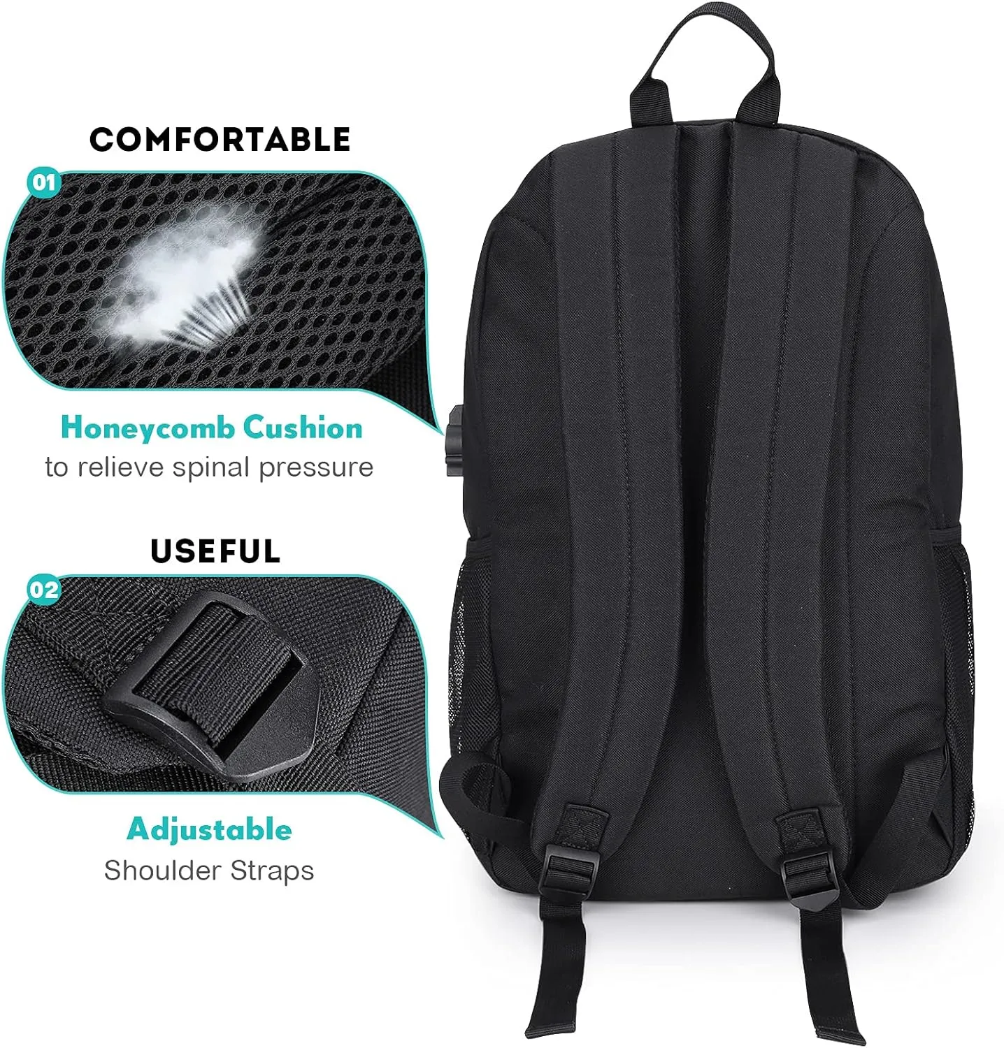 Skateboard Anime Luminous School Backpack with USB Charging Port, Anti Theft Lock, Sling Bag & Pencil Case for Teen Boys and Girls, College Bookbag Lightweight Laptop Bag, Black