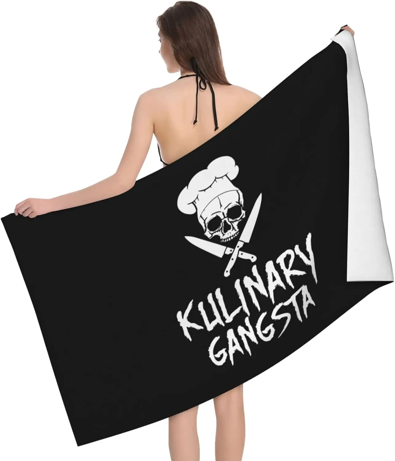 Skull Chef Cooking Skull Beach Towels Vacation Essentials Quick Dry Sand Free Oversized Bath Pool Swim Towel Extra Large Absorbent Bathroom Towels Adult Travel Accessories