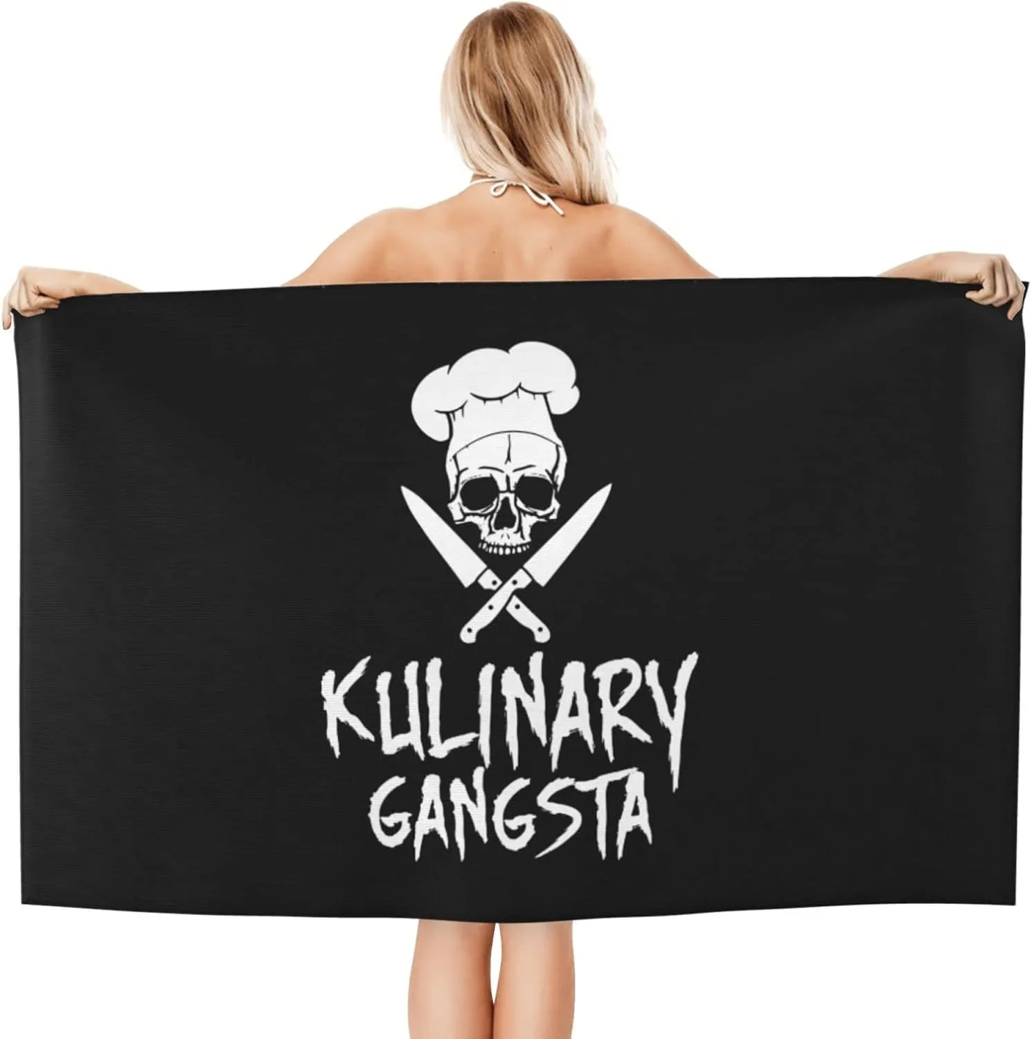 Skull Chef Cooking Skull Beach Towels Vacation Essentials Quick Dry Sand Free Oversized Bath Pool Swim Towel Extra Large Absorbent Bathroom Towels Adult Travel Accessories