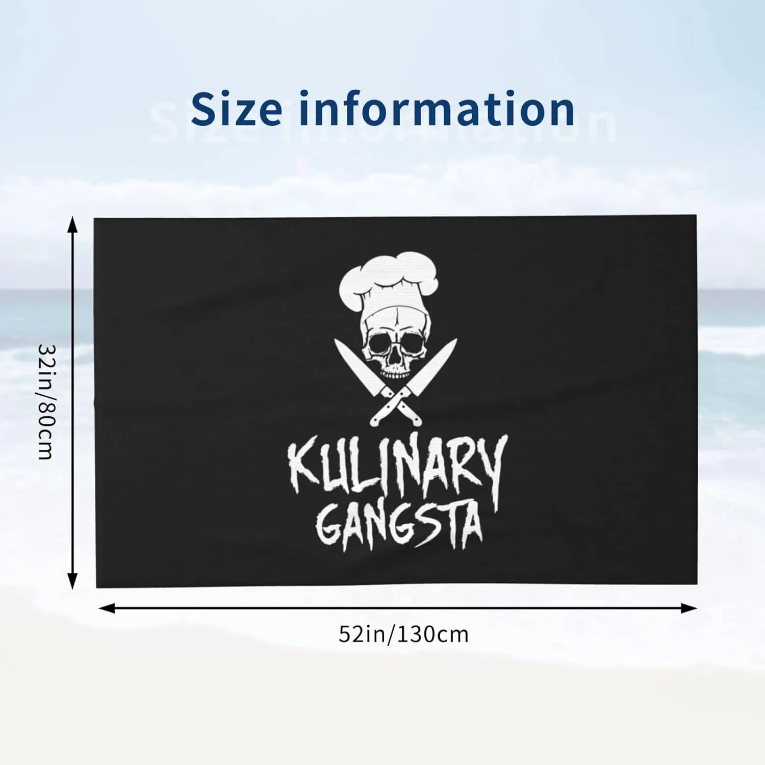Skull Chef Cooking Skull Beach Towels Vacation Essentials Quick Dry Sand Free Oversized Bath Pool Swim Towel Extra Large Absorbent Bathroom Towels Adult Travel Accessories