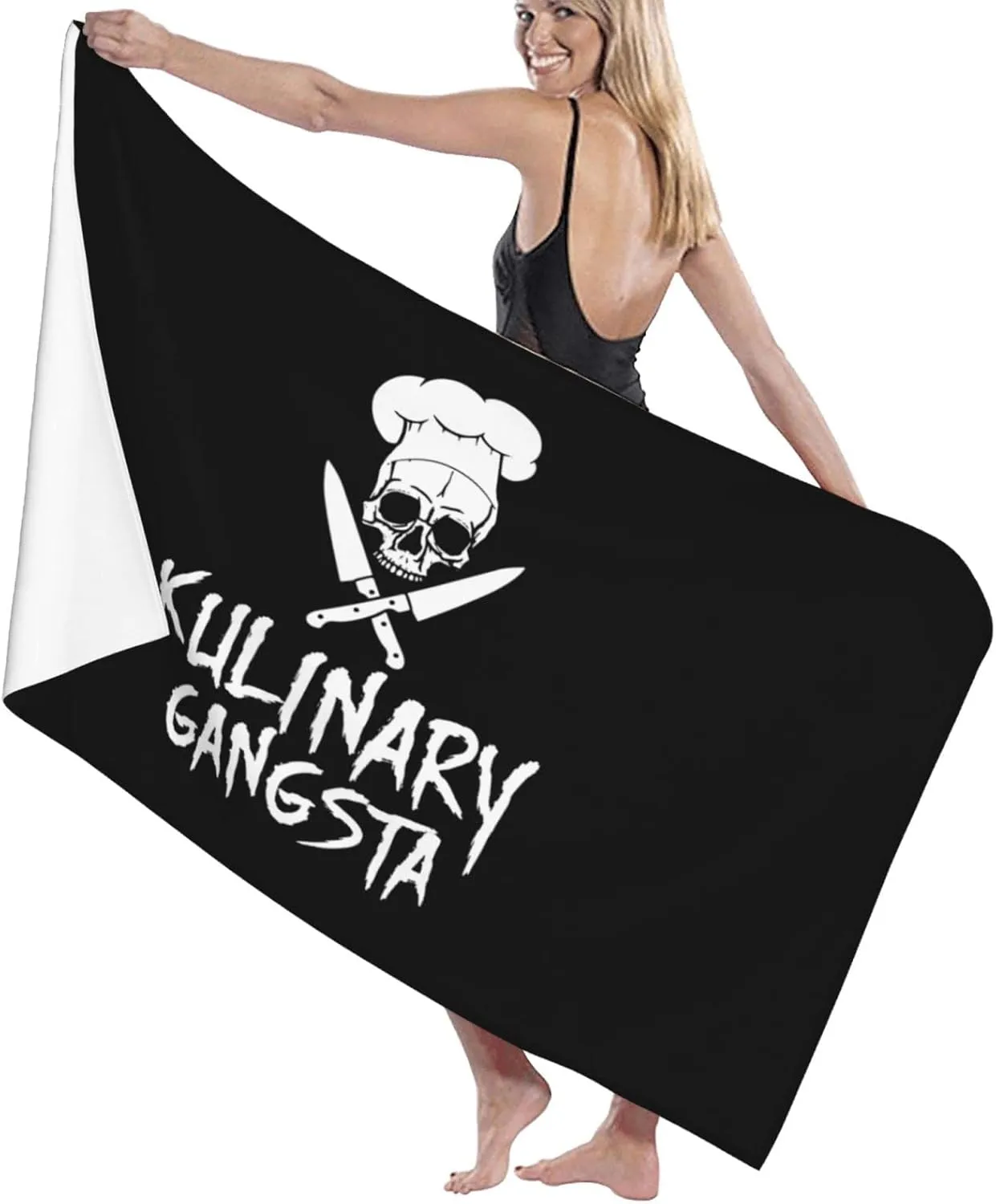 Skull Chef Cooking Skull Beach Towels Vacation Essentials Quick Dry Sand Free Oversized Bath Pool Swim Towel Extra Large Absorbent Bathroom Towels Adult Travel Accessories
