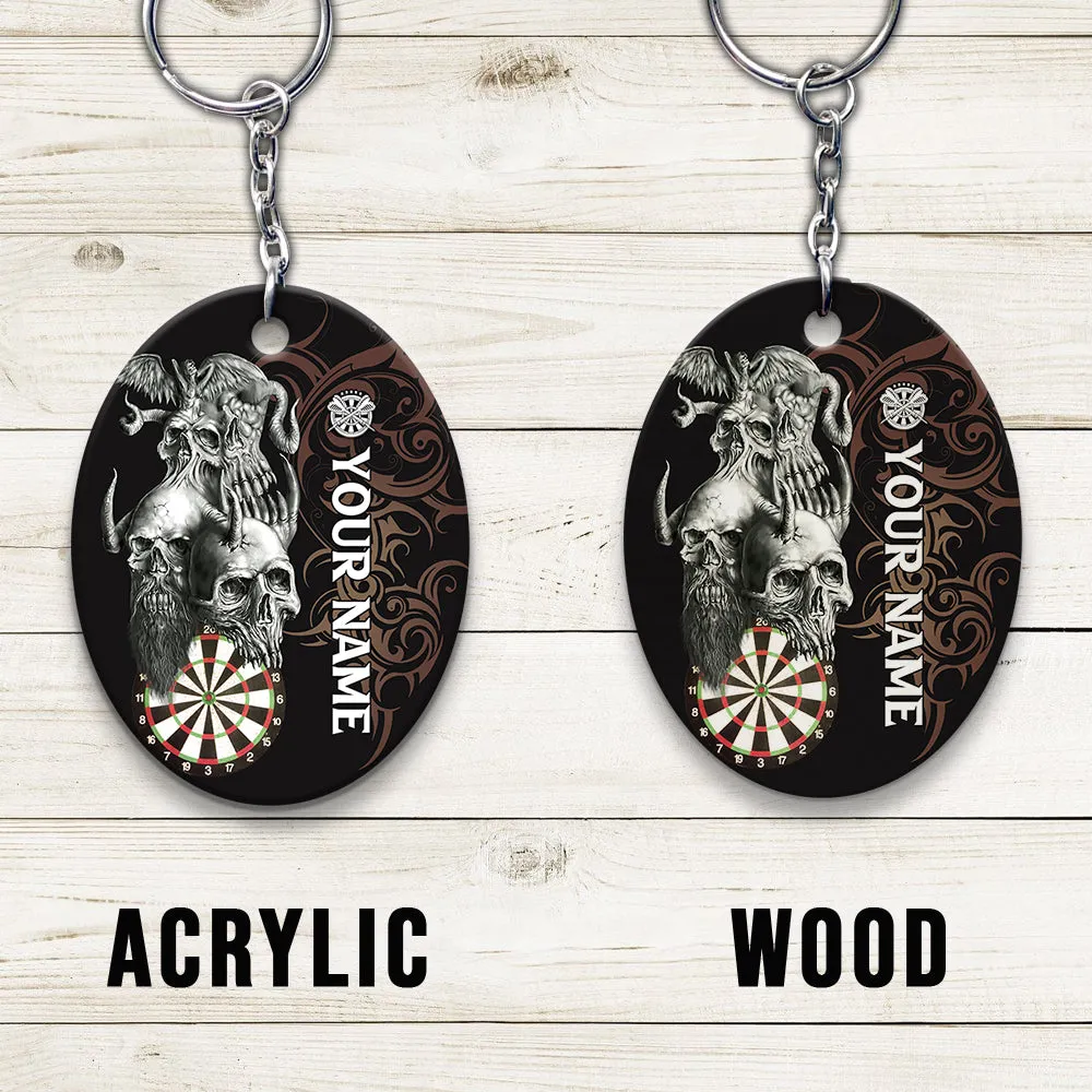 Skull Dartboard Personalized Name 3D Dragon And Darts Keychain For Dart Team Player