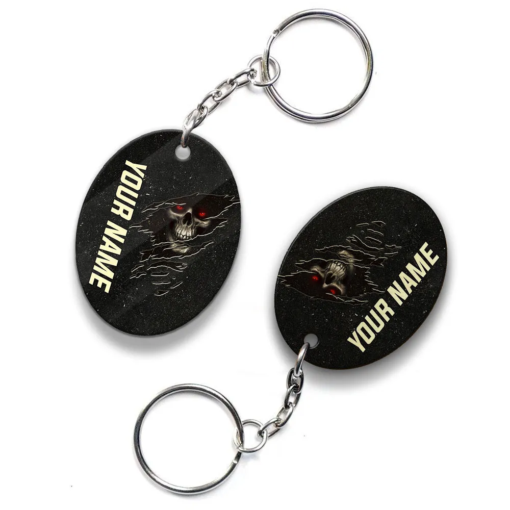 Skull Pool 8 Ball I'm Here To Break Your Balls Personalized Name Keychain Gift For Billiard Players