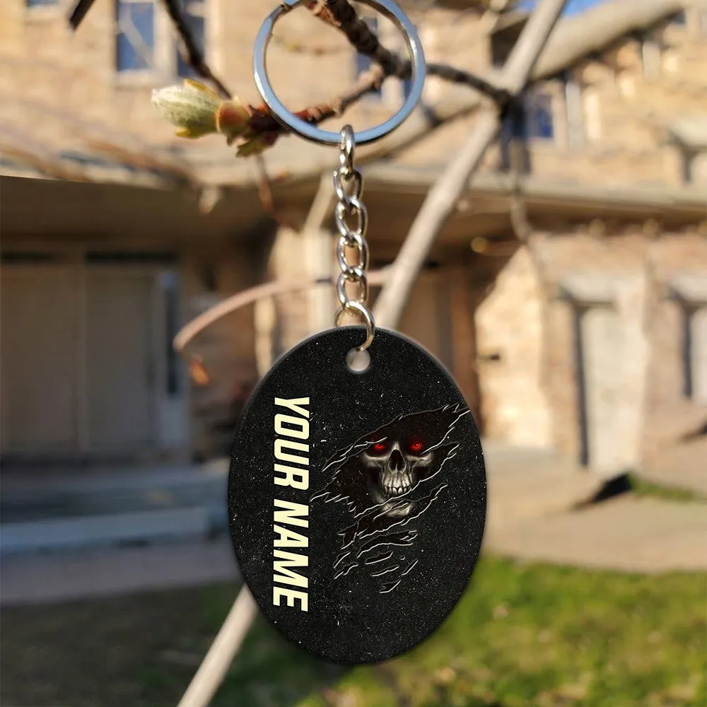 Skull Pool 8 Ball I'm Here To Break Your Balls Personalized Name Keychain Gift For Billiard Players