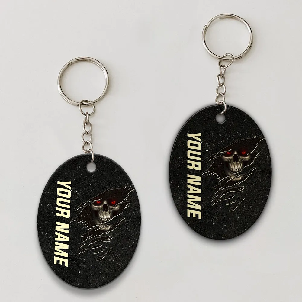 Skull Pool 8 Ball I'm Here To Break Your Balls Personalized Name Keychain Gift For Billiard Players