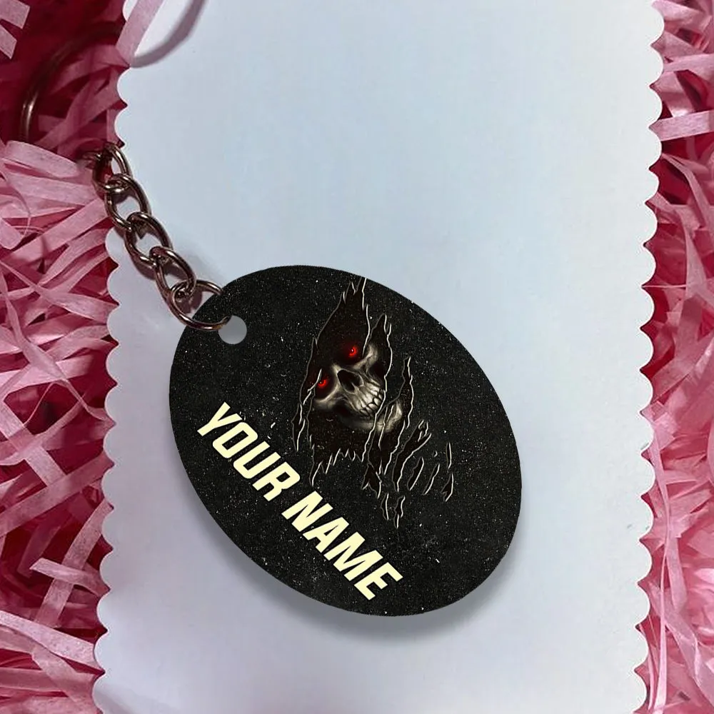 Skull Pool 8 Ball I'm Here To Break Your Balls Personalized Name Keychain Gift For Billiard Players
