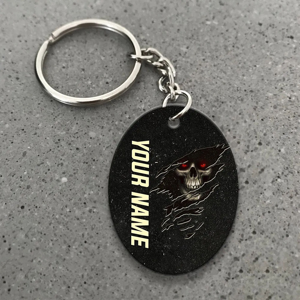 Skull Pool 8 Ball I'm Here To Break Your Balls Personalized Name Keychain Gift For Billiard Players