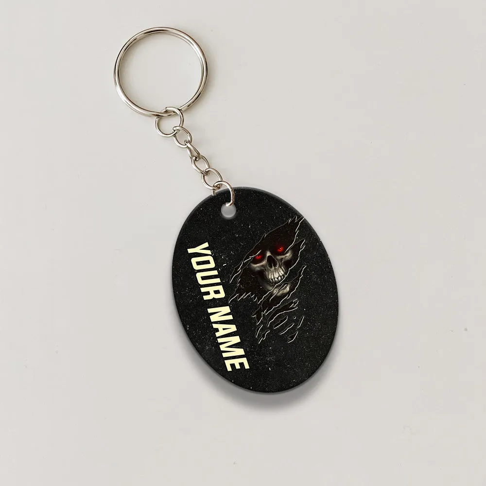 Skull Pool 8 Ball I'm Here To Break Your Balls Personalized Name Keychain Gift For Billiard Players