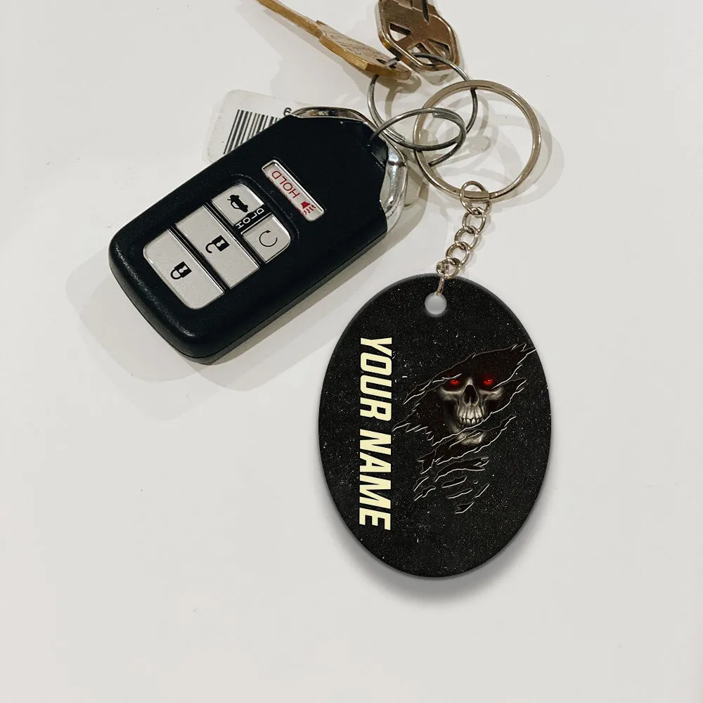 Skull Pool 8 Ball I'm Here To Break Your Balls Personalized Name Keychain Gift For Billiard Players