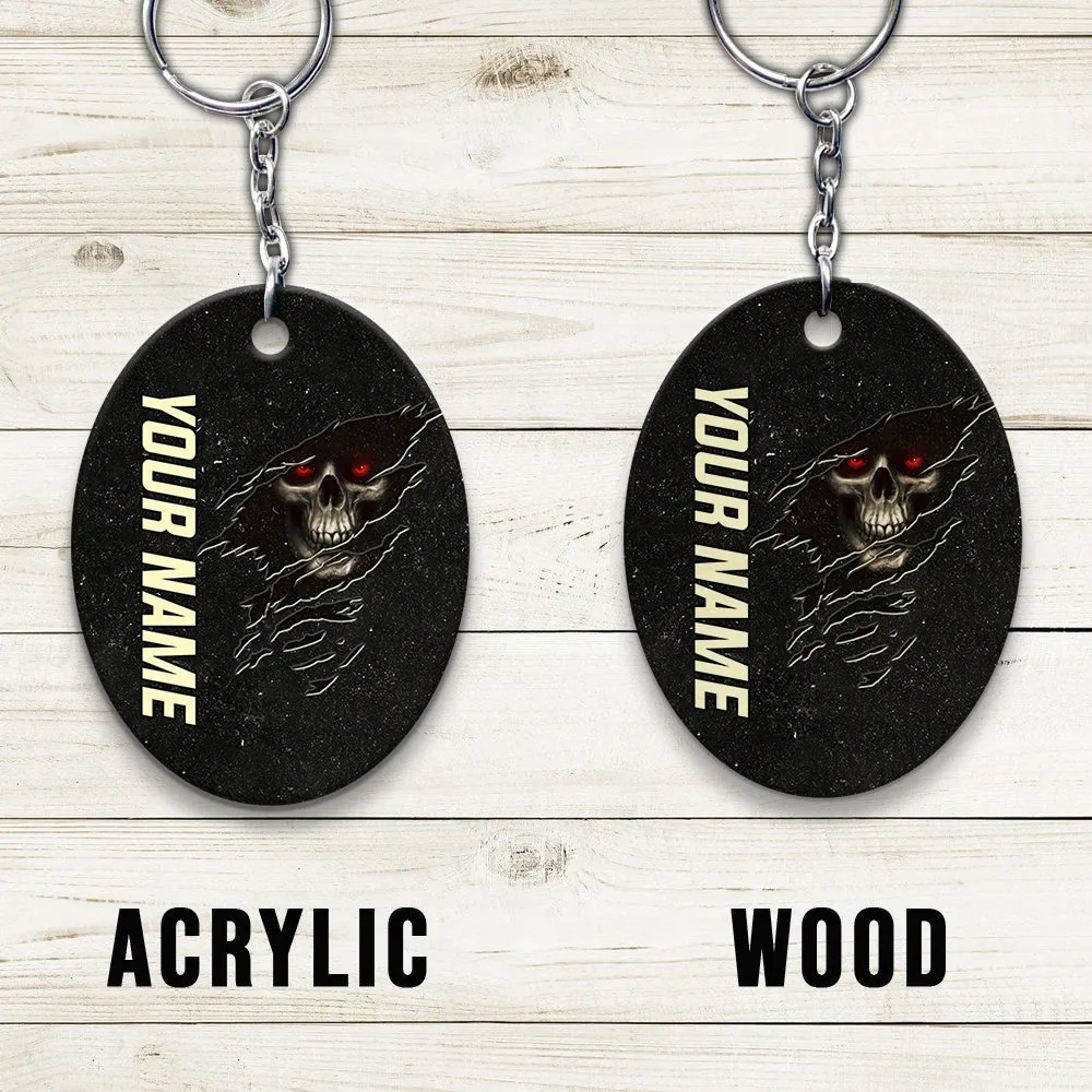 Skull Pool 8 Ball I'm Here To Break Your Balls Personalized Name Keychain Gift For Billiard Players