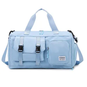 Sky-blue Holographic Gym Duffel Bag - Dry Wet Separation - Large Capacity