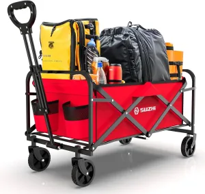 Small Collapsible Foldable Red Grocery & Apartment Rolling Pull Wagon Cart, Lightweight, Portable, for Travel,Camping,Shopping,Outdoor(10 Colors Optional)