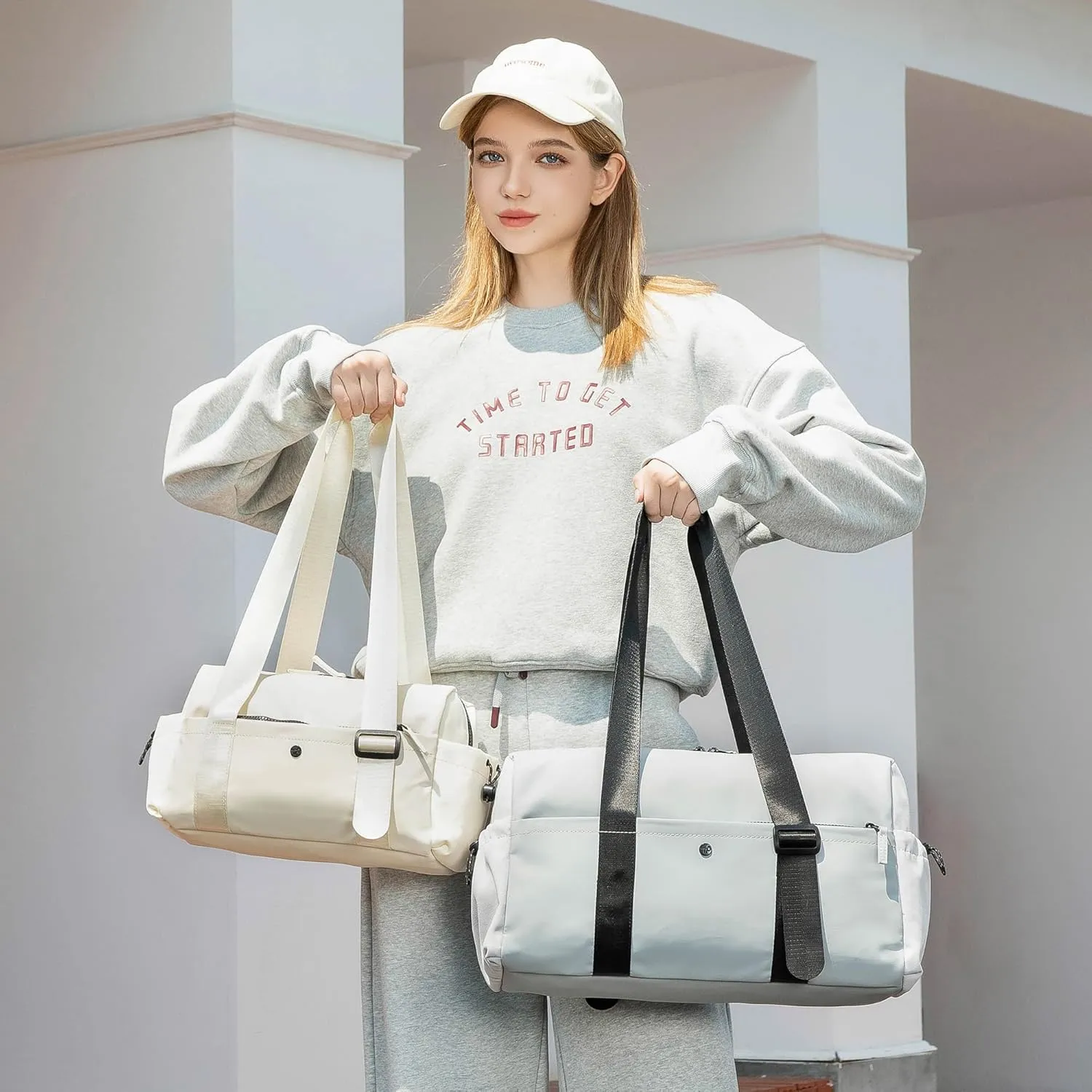 Small Gym Bag For Women Mini Gym Duffle Bag with Wet Compartment Waterproof Sports（Lemon Yellow Small）