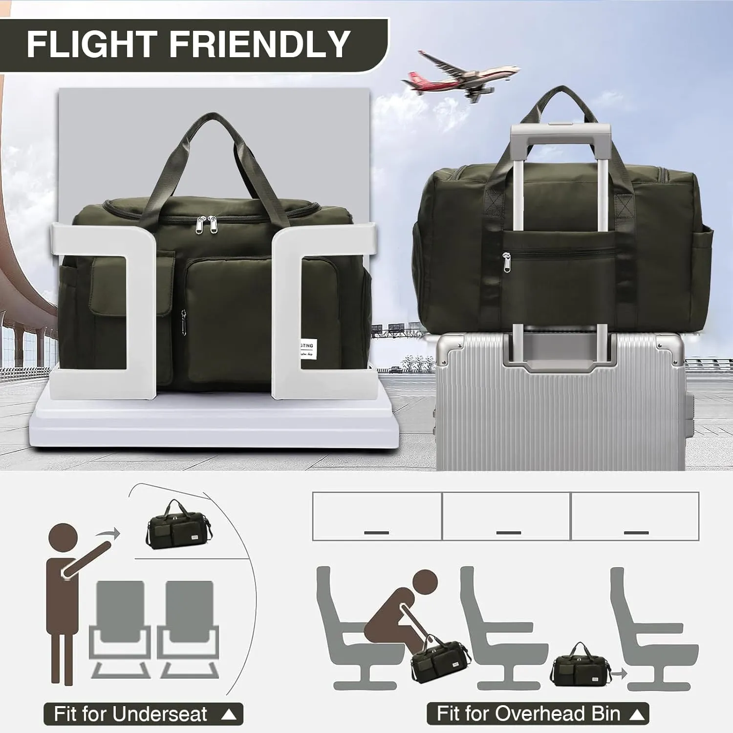 Small Gym Bag for Women, Travel Duffle Bag Carry On Weekender Bag with Shoe Compartment