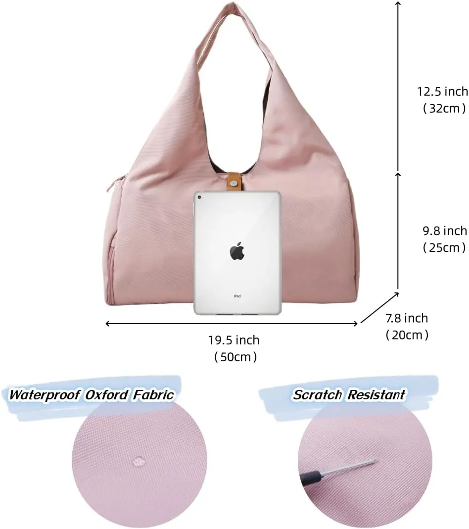 Small Gym Bag for Women with Shoe Compartment & Wet Pocket Sports Travel Duffel Bag,Yoga Gym Totes With Mat Holder,Waterproof Carry On Weekender Overnight Bag (Pink)