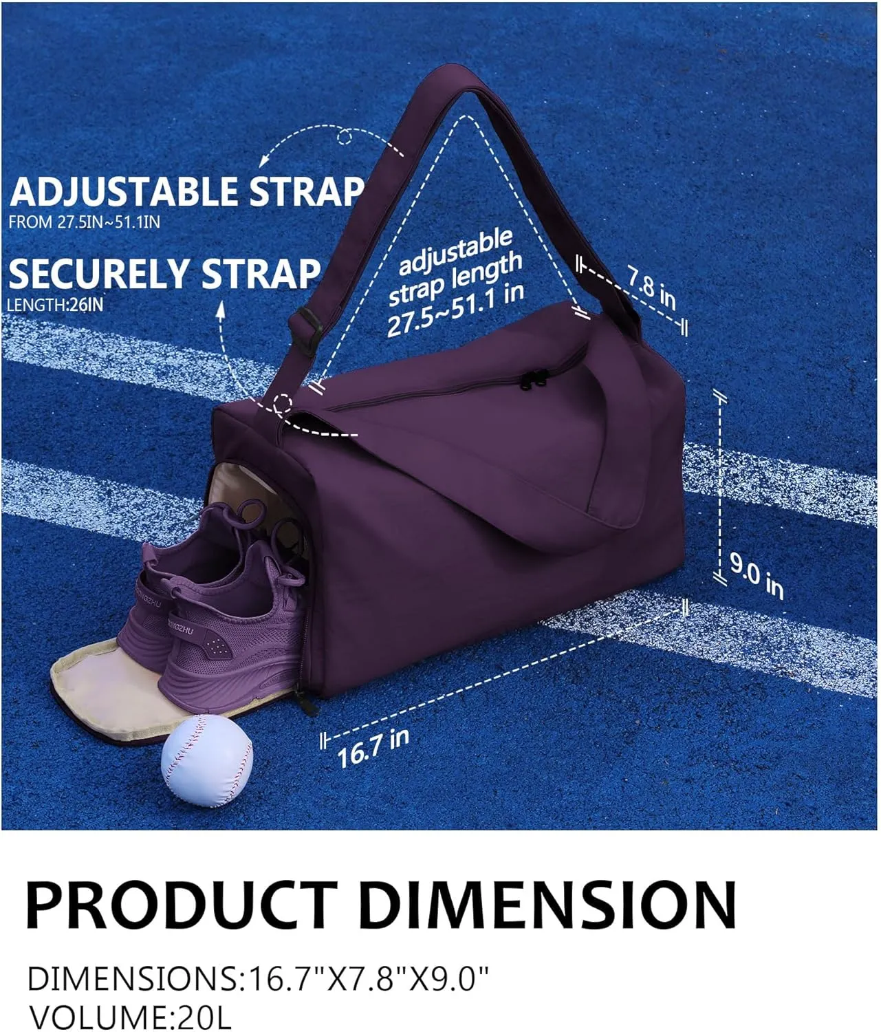 Small Gym Bag for Women with Shoes Compartment, Stylish Duffle Travel Bag for Plane, Lightweight Duffle Bag for Women & Men, Sport Gym Tote Bag with Wet Pocket for Yoga, Pilates, Swimming