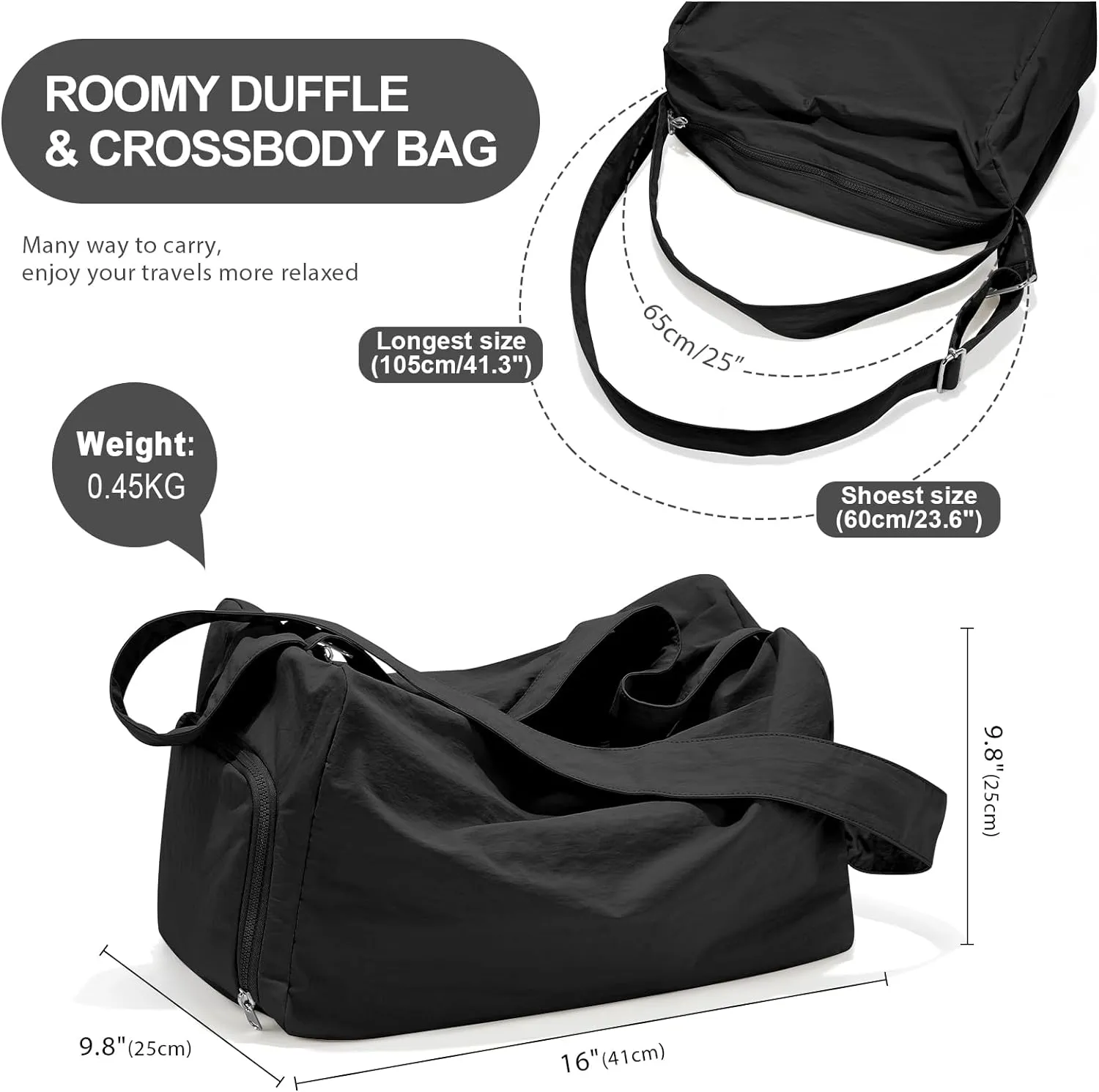 Small Gym Bag with Shoe Compartment, Workout Sport Duffle Bag for Women Travel, Waterproof Shoulder Overnight Bags Lightweight Carry on Tote Bags for Swim, Yoga, Dance