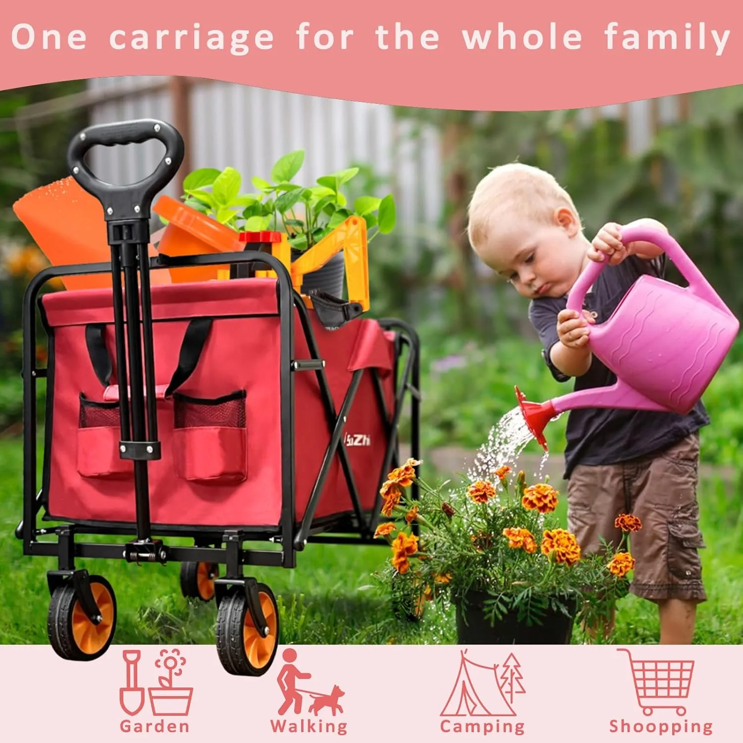 Small Tall Wagon Carts Collapsible/Folding/Foldable/for Apartment/Grocery/Travel/Camping/Shopping/Outdoor/Lightweight & Portable
