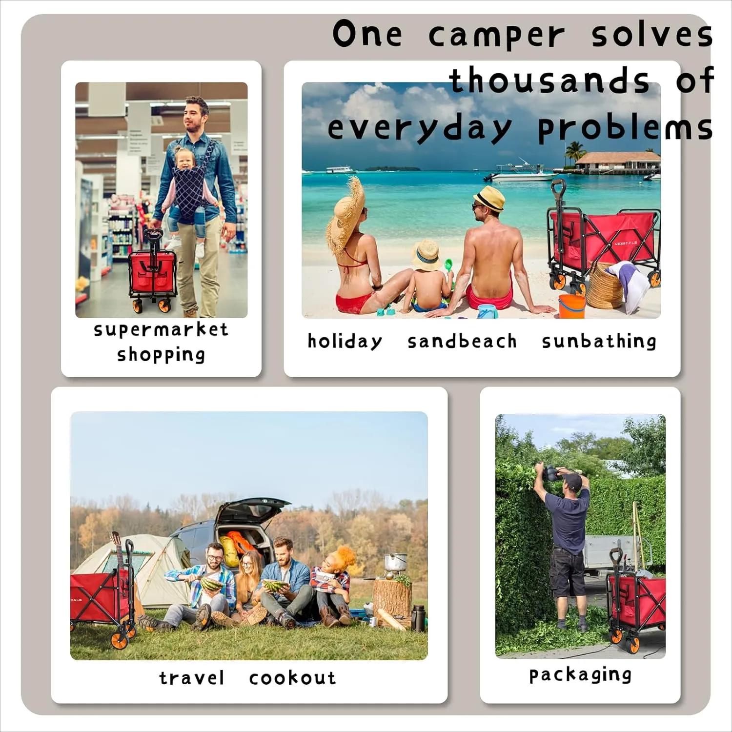 Small Tall Wagon Carts Collapsible/Folding/Foldable/for Apartment/Grocery/Travel/Camping/Shopping/Outdoor/Lightweight & Portable