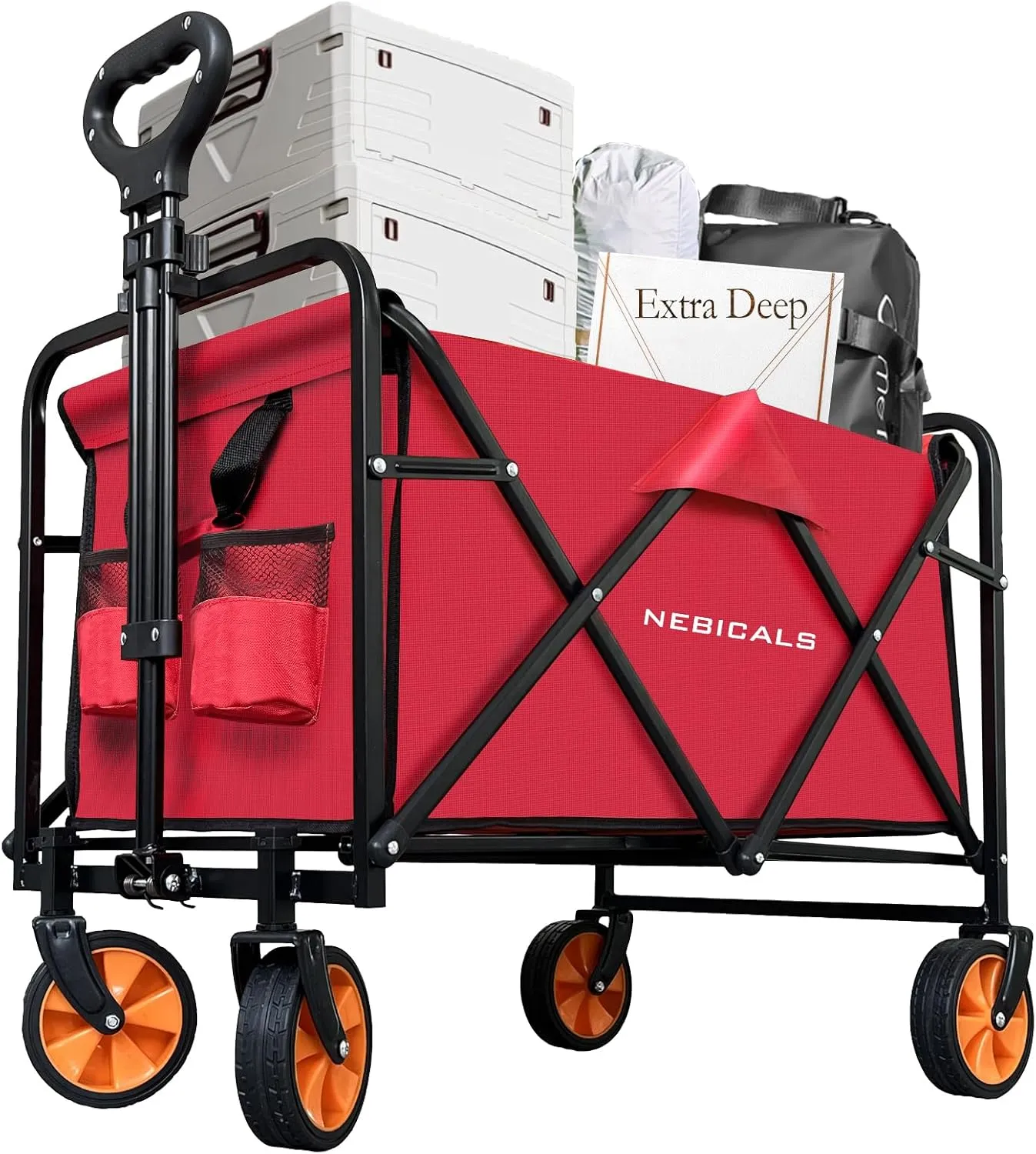 Small Tall Wagon Carts Collapsible/Folding/Foldable/for Apartment/Grocery/Travel/Camping/Shopping/Outdoor/Lightweight & Portable