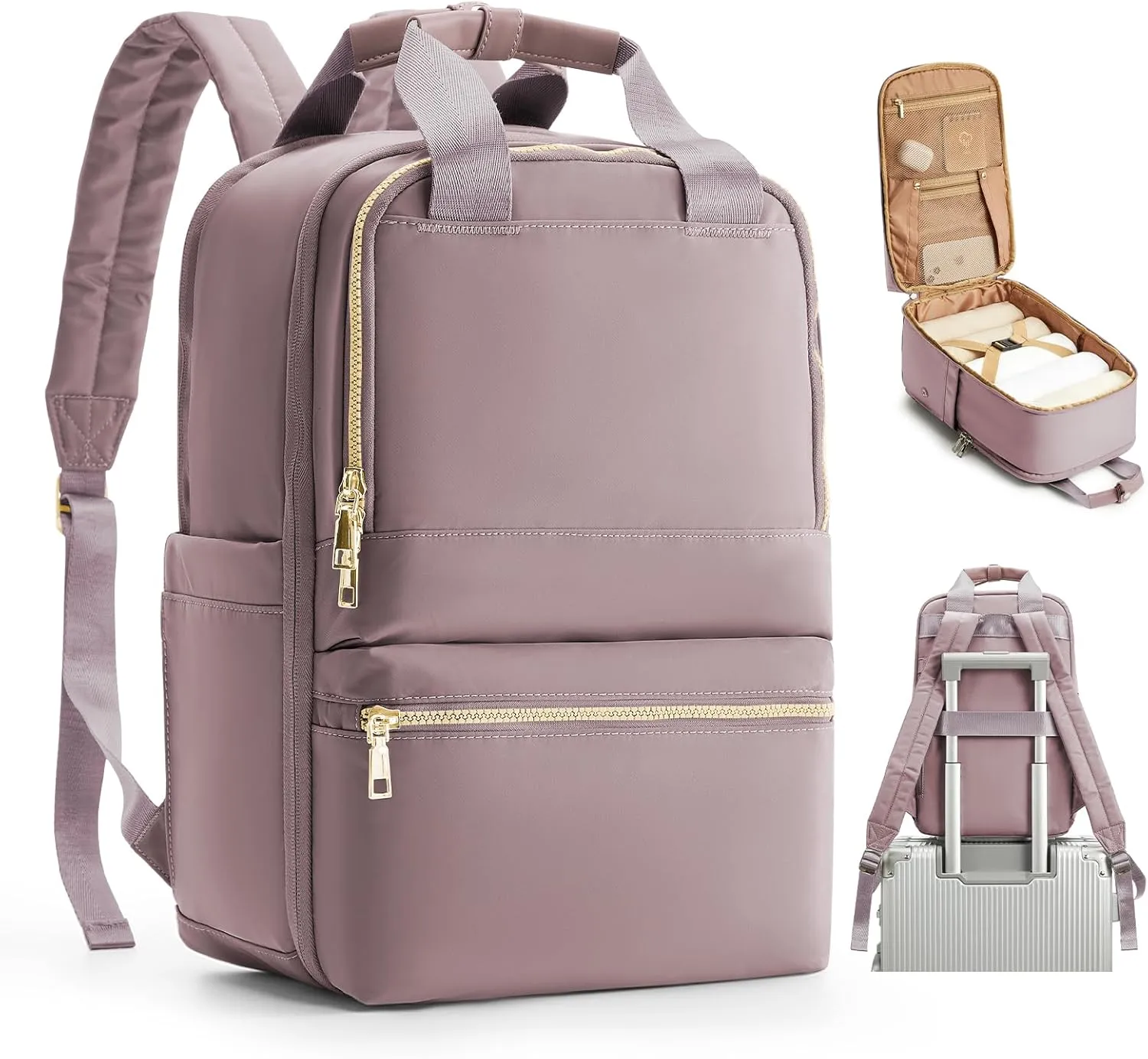 Small Travel Backpack For Women Travel Backpack Carry On Flight Approved Carry On Backpack Personal Item Travel Bag Laptop Teacher Backpack Work Backpack For Traveling On Airplane Pink Purple