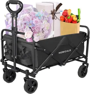 Small Wagon Carts Collapsible/Folding/Foldable/for Apartment/Grocery/Travel/Camping/Shopping/Outdoor/Lightweight & Portable