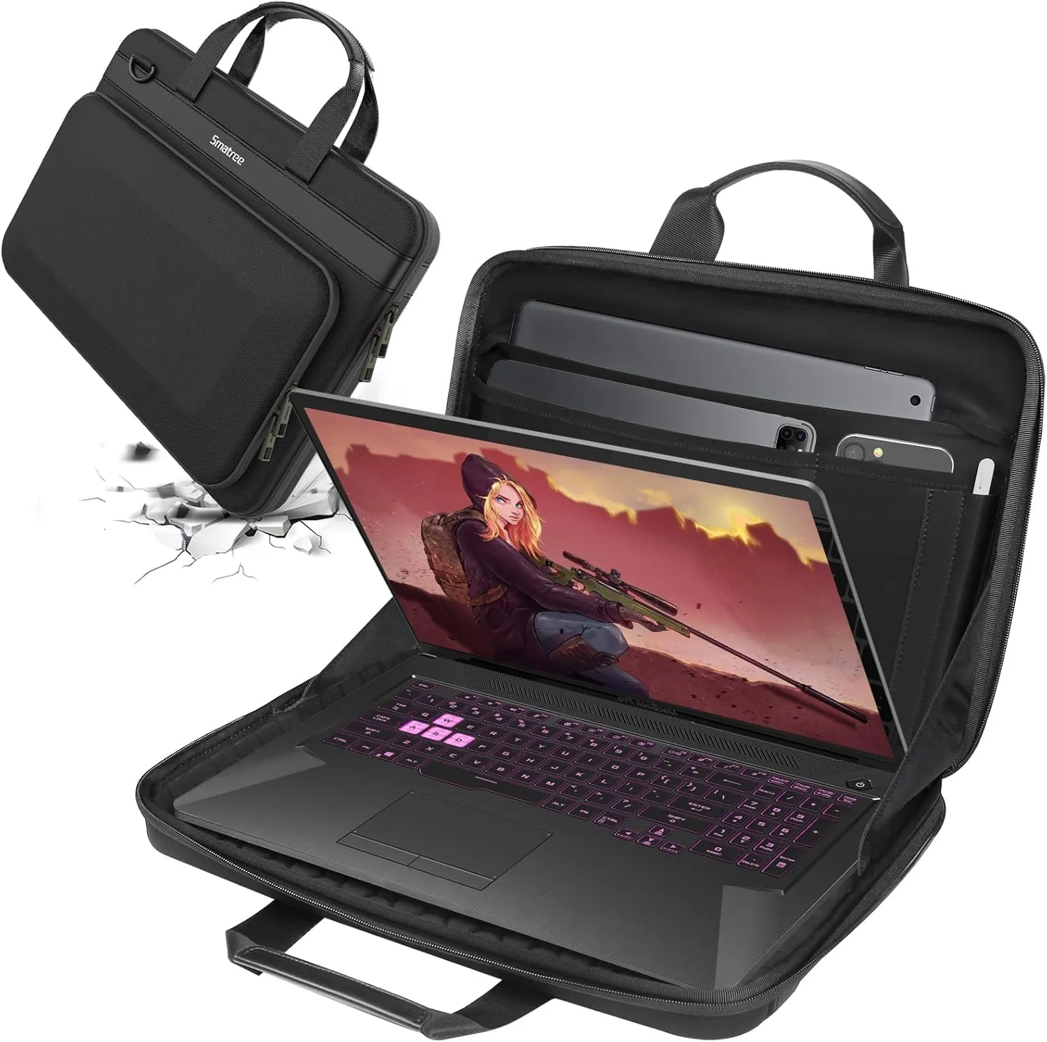 Smatree Heavy Duty Hard Shell Case Compatible for Acer Nitro 5/Aspire 7, for ASUS ROG Strix G16/SCAR 16, for DELL m16 R2/m16/G16, for MSI Stealth 16/GF65 Thin, for HP OMEN Laptop 16/EliteBook 650/655