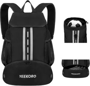 Soccer Backpack Multifunctional Sport Gym Bags with Dry-wet Separate & Shoe Compartment for Basketball Volleyball