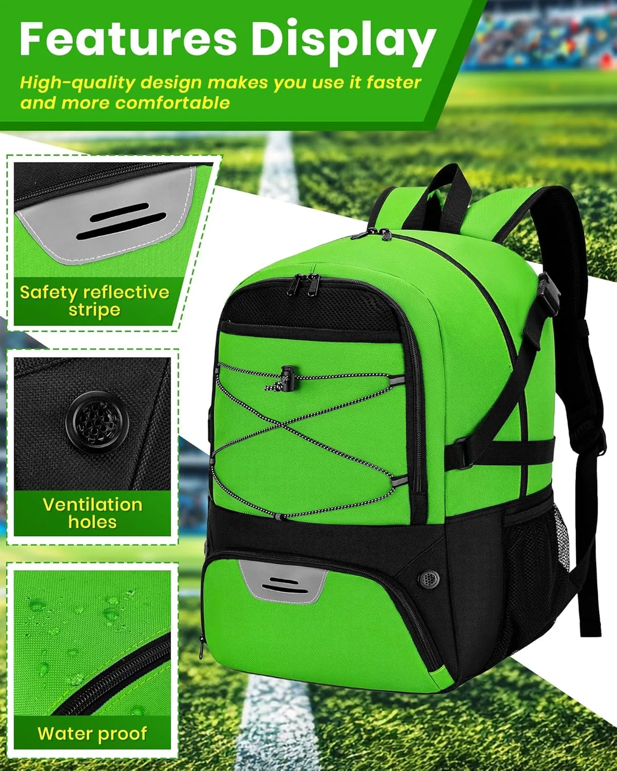 Soccer Backpack with Ball Holder &Soccer bag With Shoe Compartment, Water-Resistant Sports Bag for Soccer, Basketball, Football, Volleyball