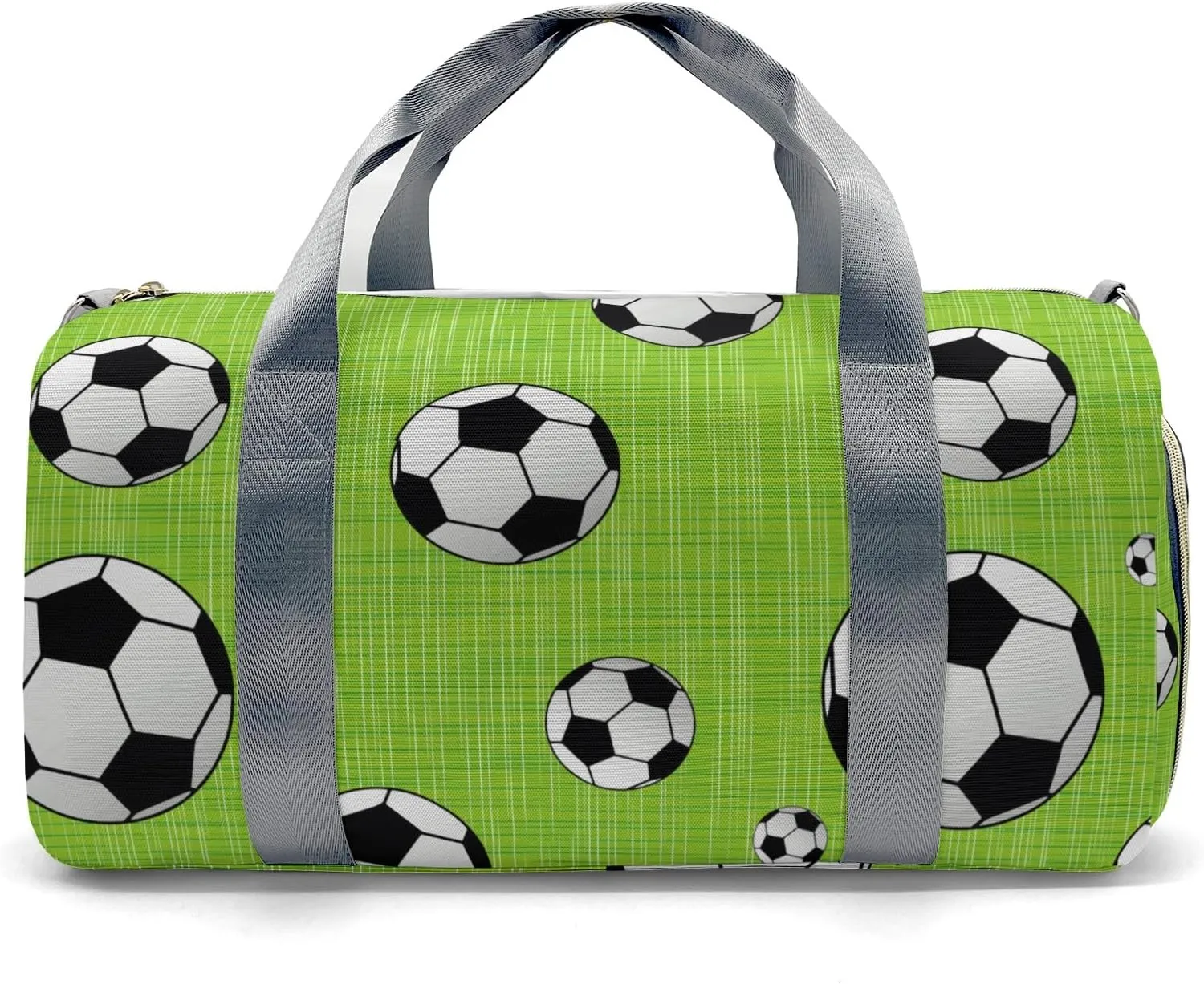Soccer Green Personalized Duffel Bag,Custom Travel Gym Bag with Name,Waterproof Sports Overnight Bag with Shoe Compartment & Shoulder Strap
