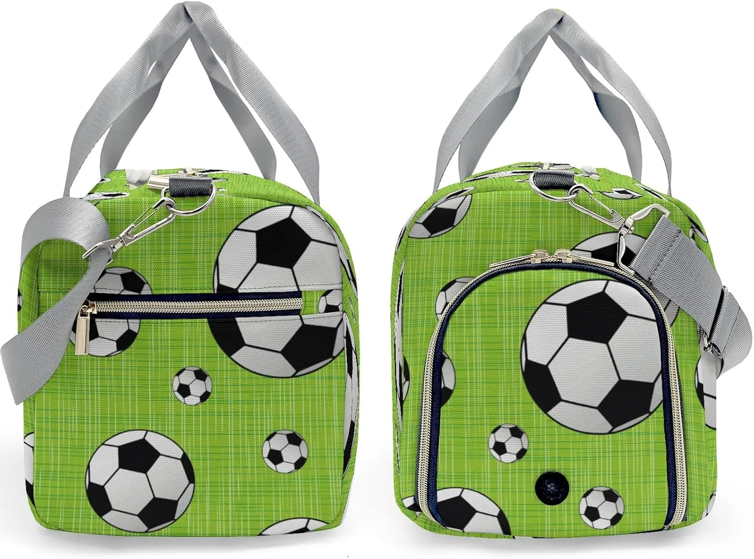 Soccer Green Personalized Duffel Bag,Custom Travel Gym Bag with Name,Waterproof Sports Overnight Bag with Shoe Compartment & Shoulder Strap