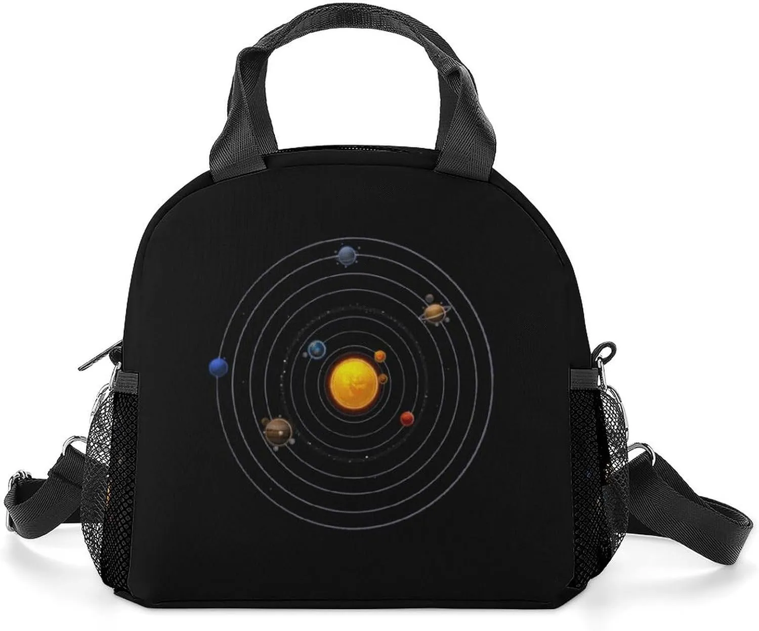 Solar System Planets Portable Lunch Box Crossbody Bag Tote Insulated with Adjustable Strap Work Beach Picnic