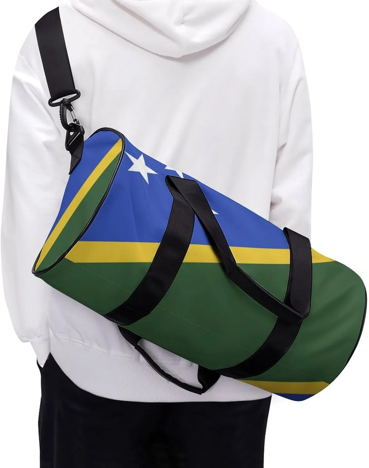 Solomon Lslands Flag Large Capacity Gym Bag for Men Women with Wet Pocket Sports Travel Tote
