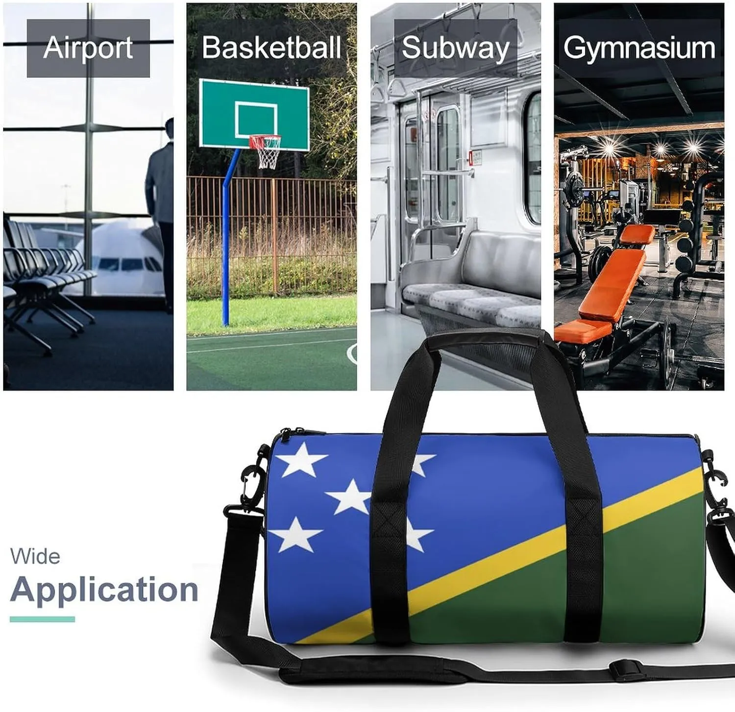 Solomon Lslands Flag Large Capacity Gym Bag for Men Women with Wet Pocket Sports Travel Tote
