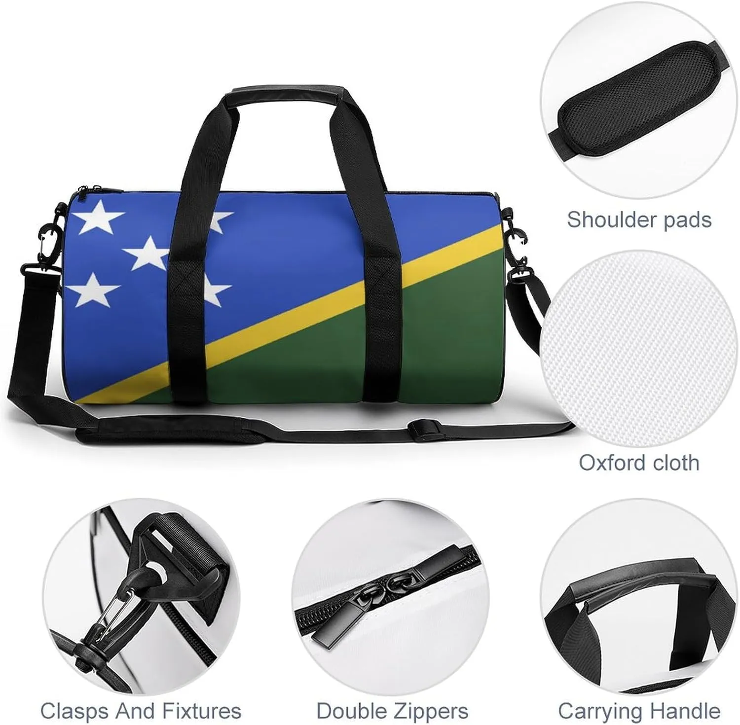 Solomon Lslands Flag Large Capacity Gym Bag for Men Women with Wet Pocket Sports Travel Tote