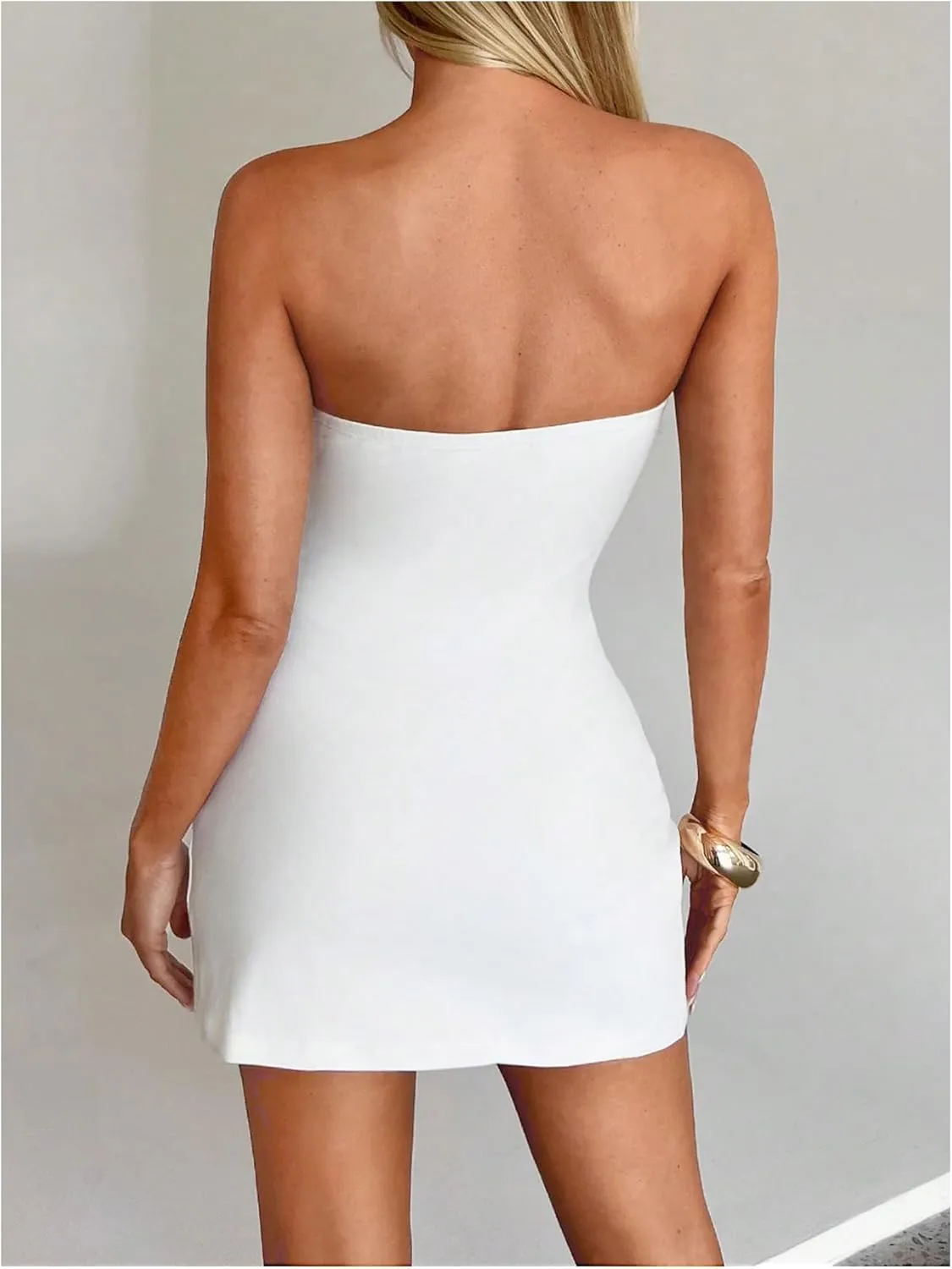 SOLY HUX Women's Bodycon Dress Mini Tube Dress Strapless Sleeveless Party Dresses