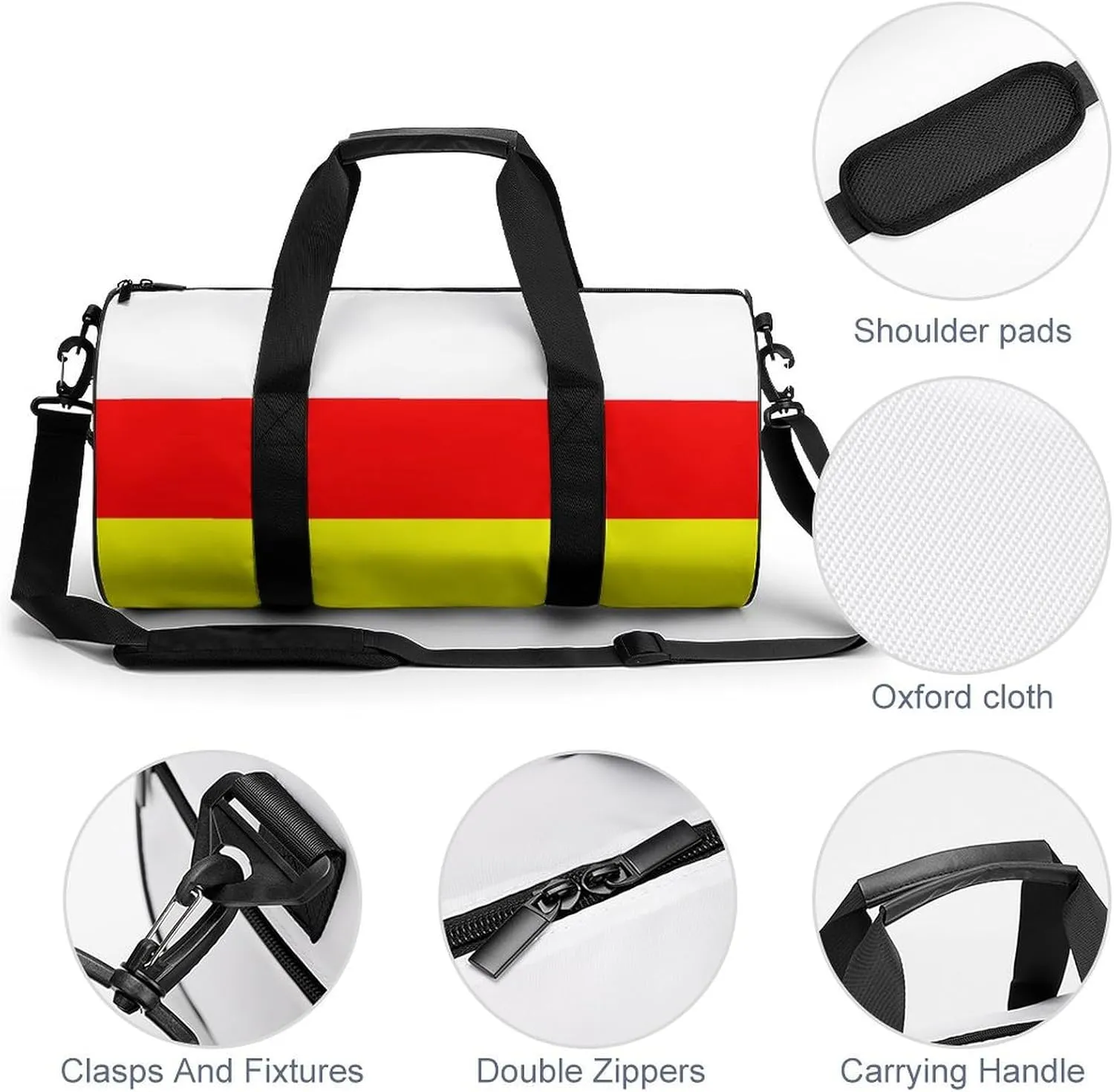 South Ossetia Flag Waterproof Sports Duffel Bag with Dry Wet Separation for Gym Beach Travel