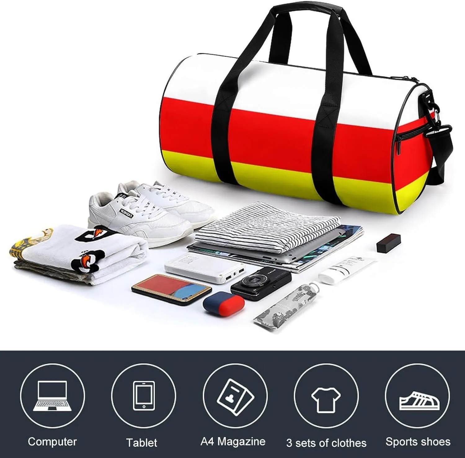 South Ossetia Flag Waterproof Sports Duffel Bag with Dry Wet Separation for Gym Beach Travel