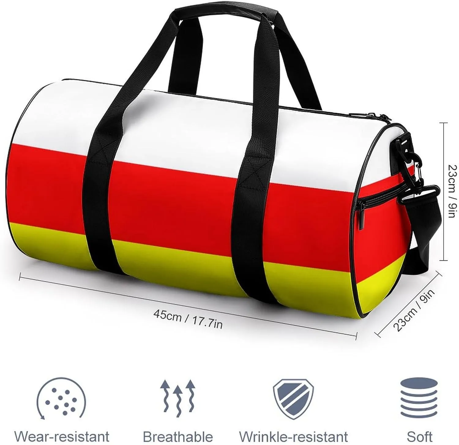 South Ossetia Flag Waterproof Sports Duffel Bag with Dry Wet Separation for Gym Beach Travel