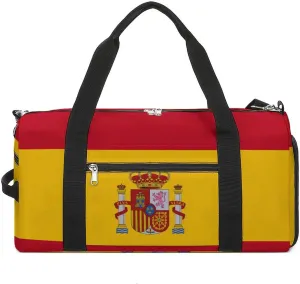 Spanish Flag Funny Gym Bag Travel Duffel Bags Carry On Weekender Overnight Bag for Women Men