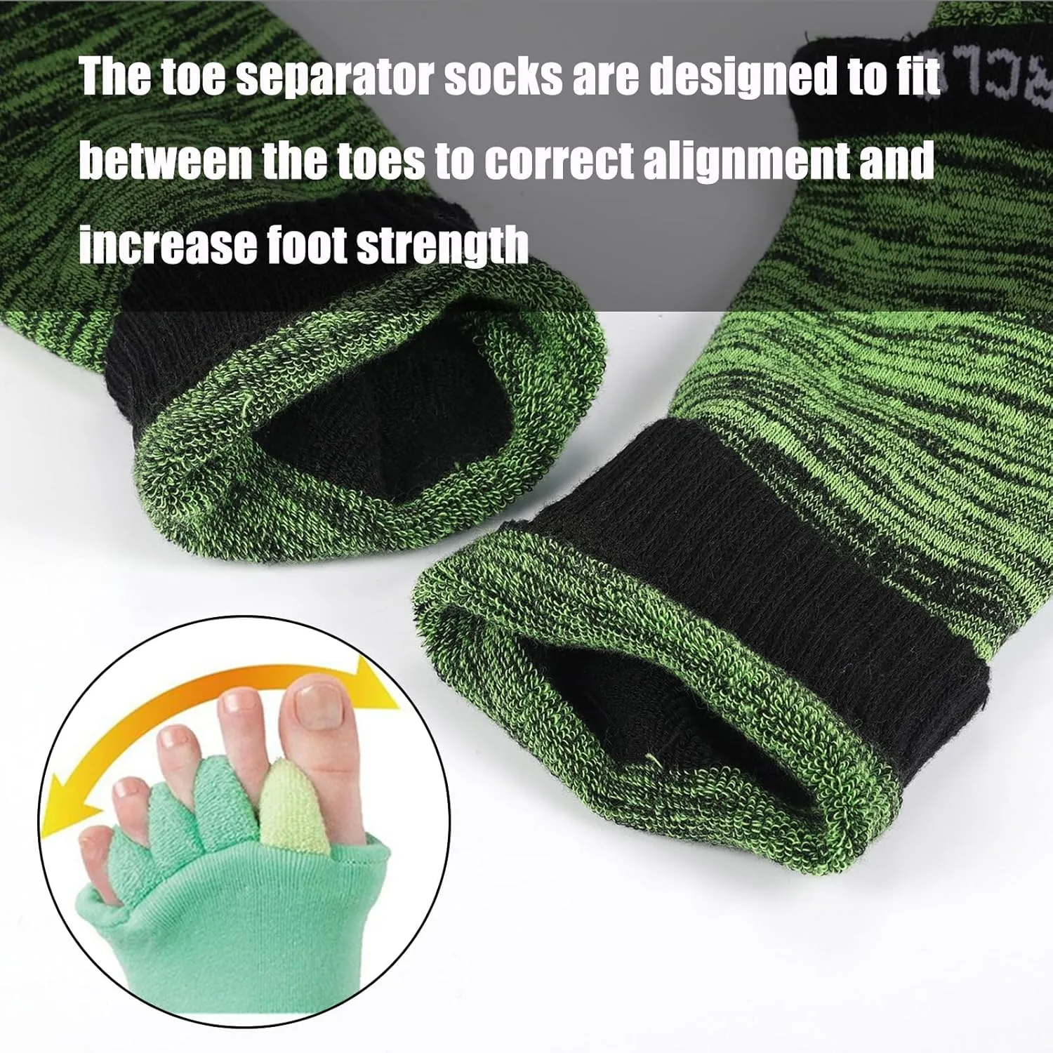 SPORCLO Toe Separator Socks for Men Women Comfy Foot Alignment Sock Massage Cotton Bunion Socks Yoga Sports GYM