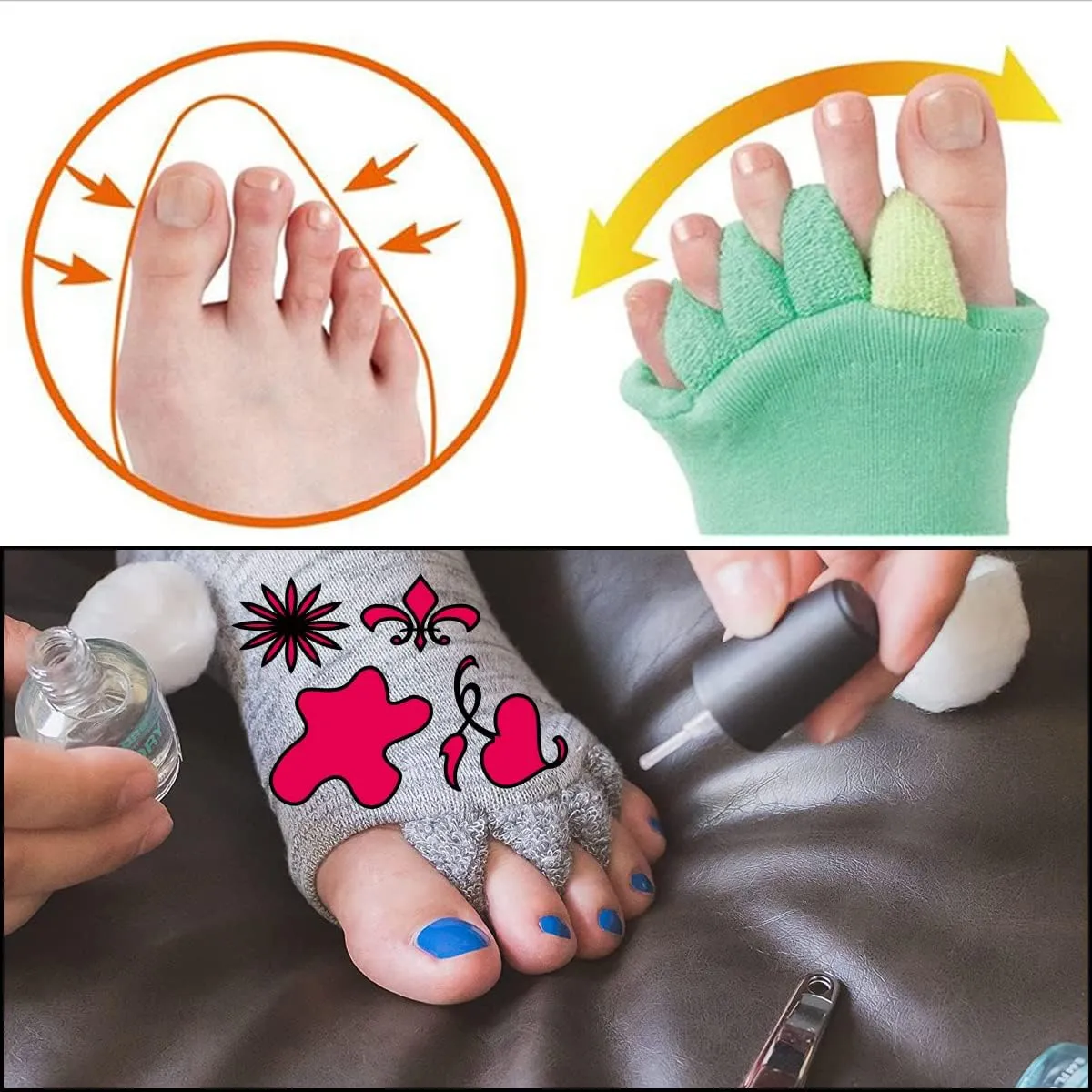 SPORCLO Toe Separator Socks for Men Women Comfy Foot Alignment Sock Massage Cotton Bunion Socks Yoga Sports GYM