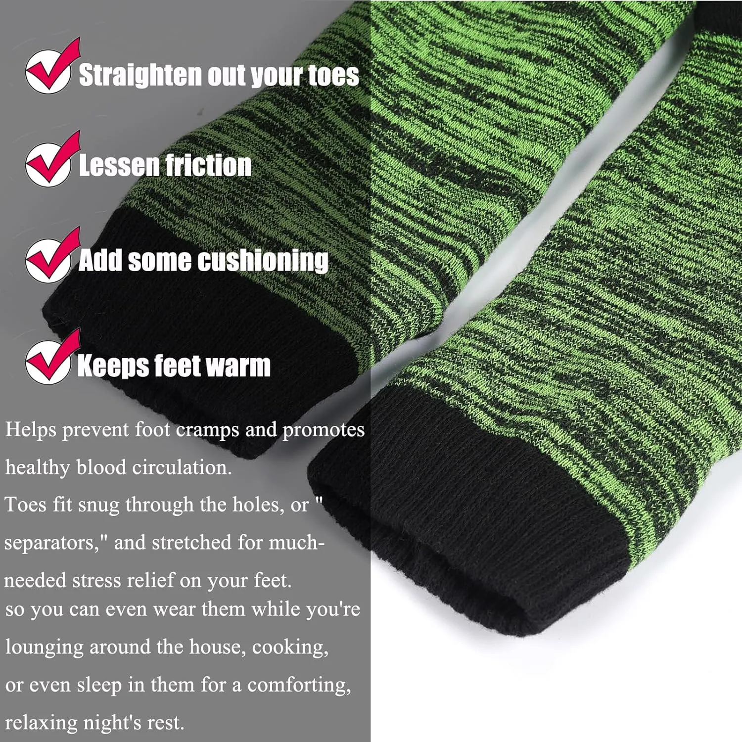 SPORCLO Toe Separator Socks for Men Women Comfy Foot Alignment Sock Massage Cotton Bunion Socks Yoga Sports GYM