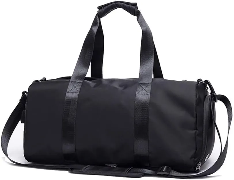 Sport Gym Bag Travel Duffel Bag with Shoe Compartment and Dry Wet Separation Layer for Men & Women (Cool Black)