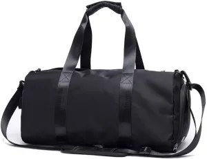 Sport Gym Bag Travel Duffel Bag with Shoe Compartment and Dry Wet Separation Layer for Men & Women (Cool Black)