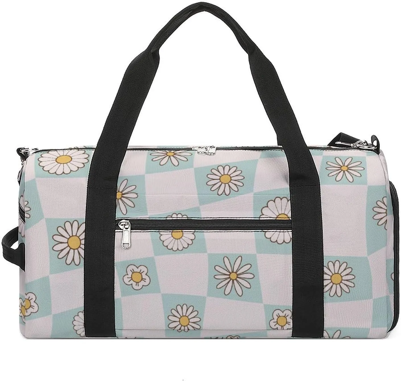 Sport Gym Duffel with Shoe Compartment Wet Pocket, Checkerboard-style-retro Shoulder Travel Bag for Women Men
