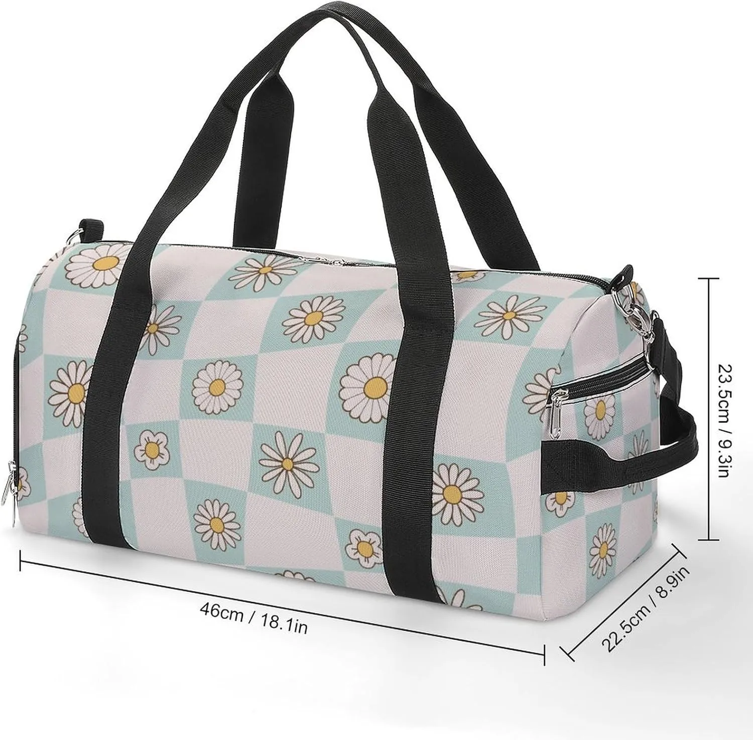 Sport Gym Duffel with Shoe Compartment Wet Pocket, Checkerboard-style-retro Shoulder Travel Bag for Women Men