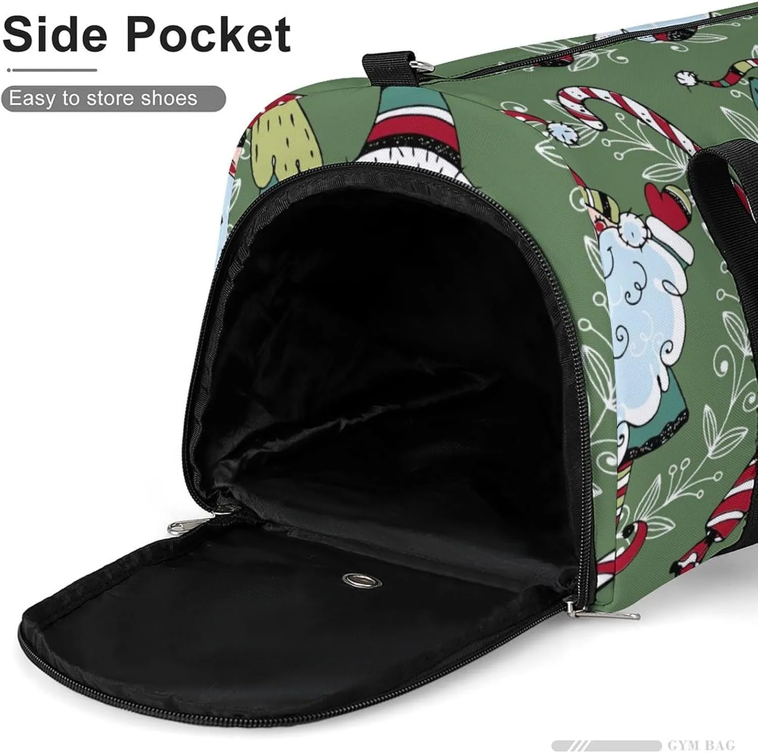 Sport Gym Duffel with Shoe Compartment Wet Pocket, Christmas-pattern-nordic-gnomes Shoulder Travel Bag for Women Men, style-3