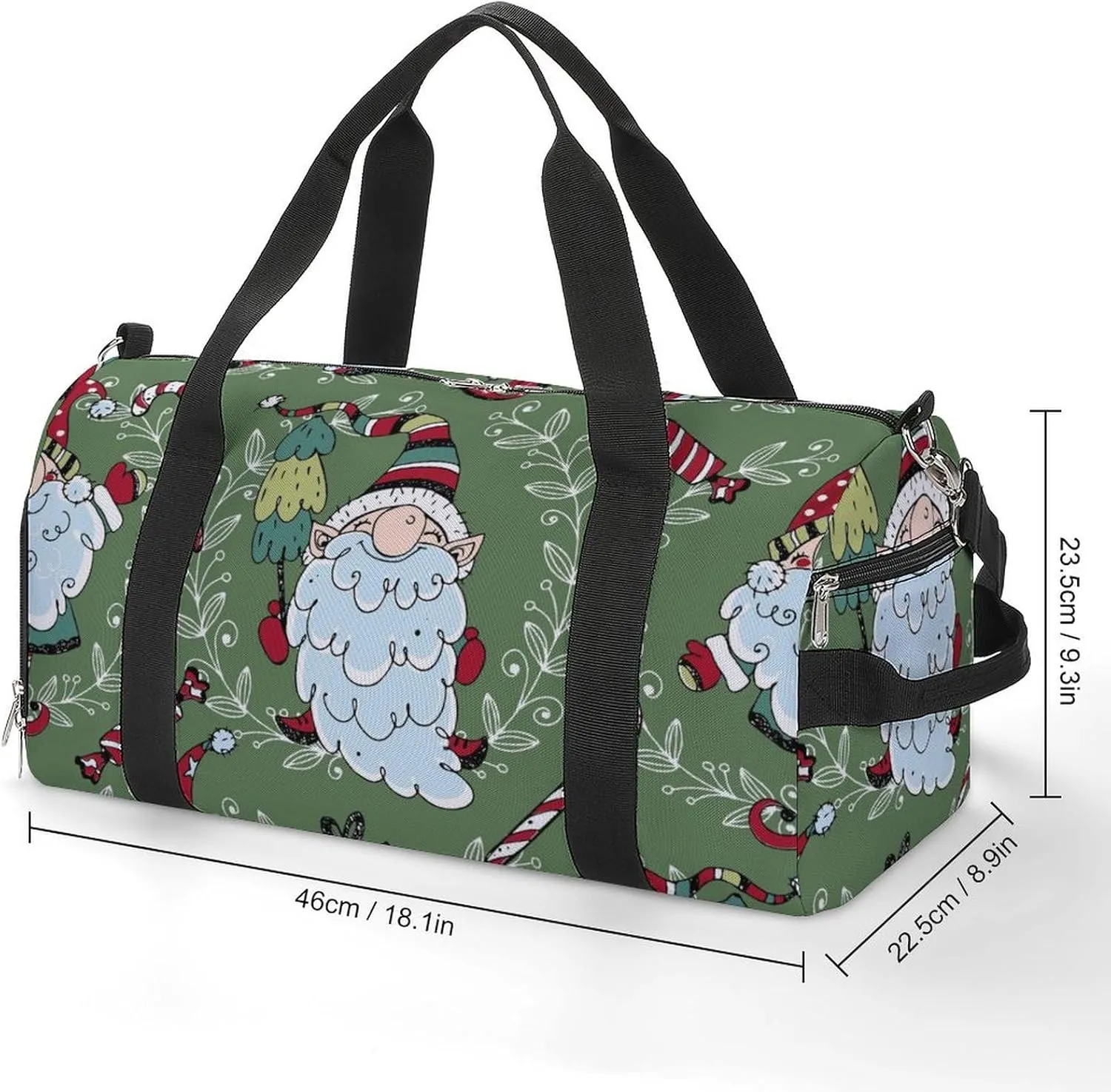 Sport Gym Duffel with Shoe Compartment Wet Pocket, Christmas-pattern-nordic-gnomes Shoulder Travel Bag for Women Men, style-3