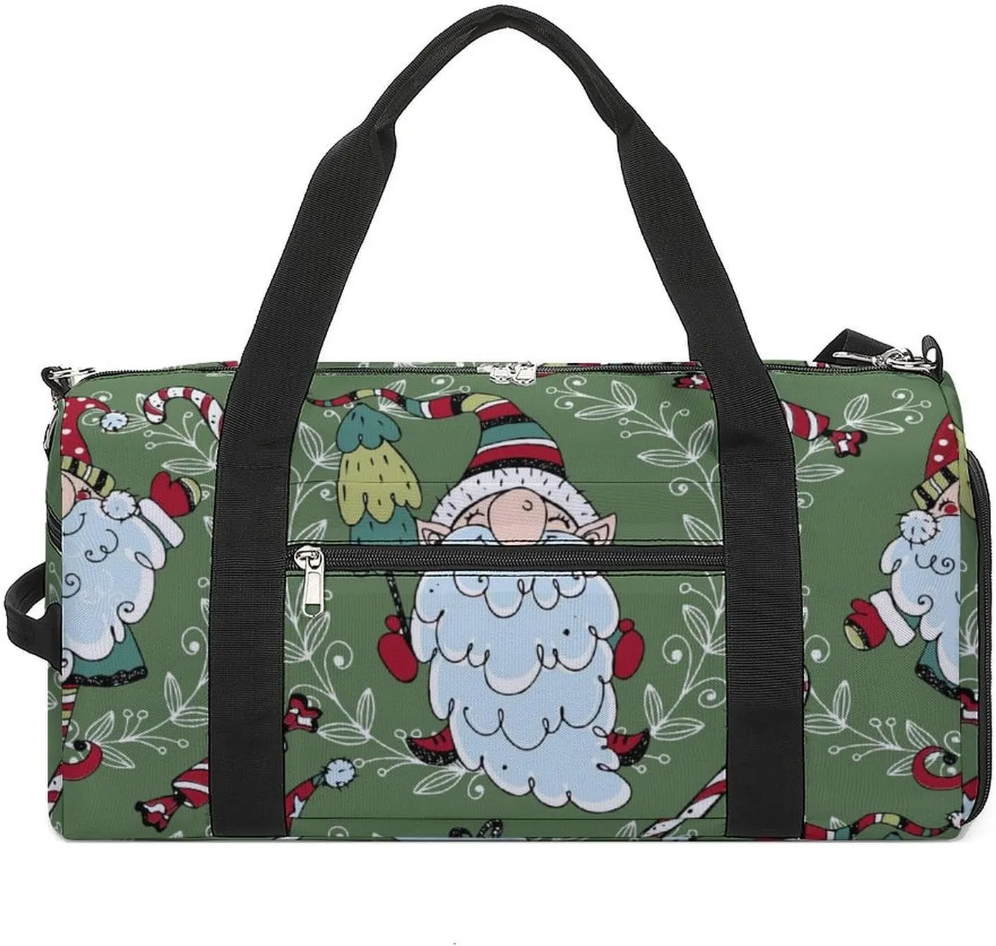 Sport Gym Duffel with Shoe Compartment Wet Pocket, Christmas-pattern-nordic-gnomes Shoulder Travel Bag for Women Men, style-3